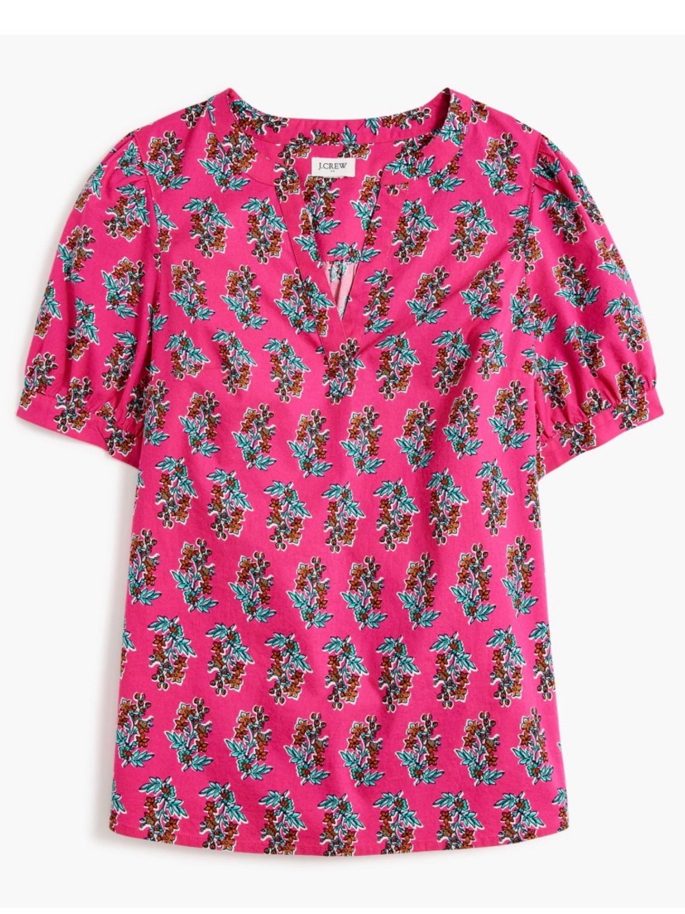 J. Crew vibrant fuchsia pink short-sleeve poplin top size small